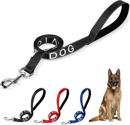 YeeBeny Service Dog Leash, Emotional Support Leash with Neoprene Handle and Reflective Lettering, Service Dog Stuff for Vest for Harnesses, Vests or Collars (Black, 0.6width)