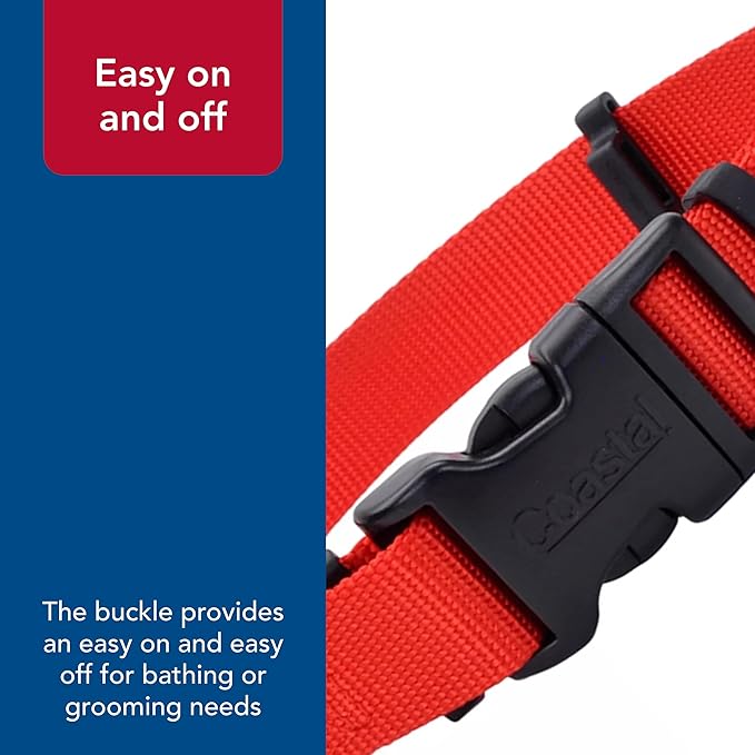 Coastal Pet SecureAway Collar Protector for Flea Collars - Adjustable pet Accessory - Protective Flea Collar for Dogs & Puppy - Red, 5/8" x 8-12"