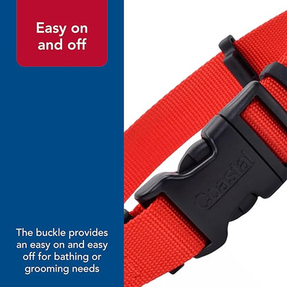 Coastal Pet SecureAway Collar Protector for Flea Collars - Adjustable pet Accessory - Protective Flea Collar for Dogs & Puppy - Red, 5/8" x 10-14"