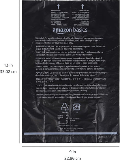 Amazon Basics Dog Poop Leak Proof Bags with Dispenser and Leash Clip, Unscented, 13" x 9" Large Size, 300 Count