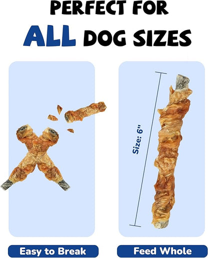 PAWUP Dog Treat Chicken Wrapped Cod Skins, Fish Chews Rolls for Medium Dogs, Healthy, Rawhide-Free, 21 oz
