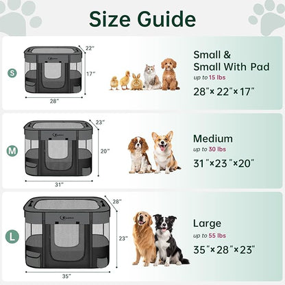 Dog Playpen,Cat Pet Puppy Pen,Portable Playpens for Dogs Indoor Outdoor Travel Camping Use,Foldable Dog Kennel Tent Crate for Rabbit Small Animals with Carrying Case (Dark Grey, Large)