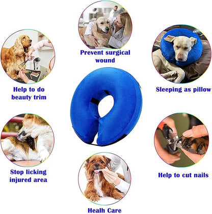 Katoggy Inflatable Dog Cone Collar for After Surgery, Doggie Neck Blow up Donut Recovery ECollar, Soft Adjustable Dog Cone for Small Medium Large Dogs and Cats