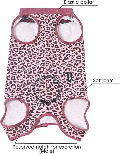 Jiupety Dog Surgical Recovery Suit Adjustable, Not Fit Slim and Long Body, Dogs Suit for Surgery Recovery, 2XL Size, Anti-Licking Surgical Dog Onesies, Pink Leopard