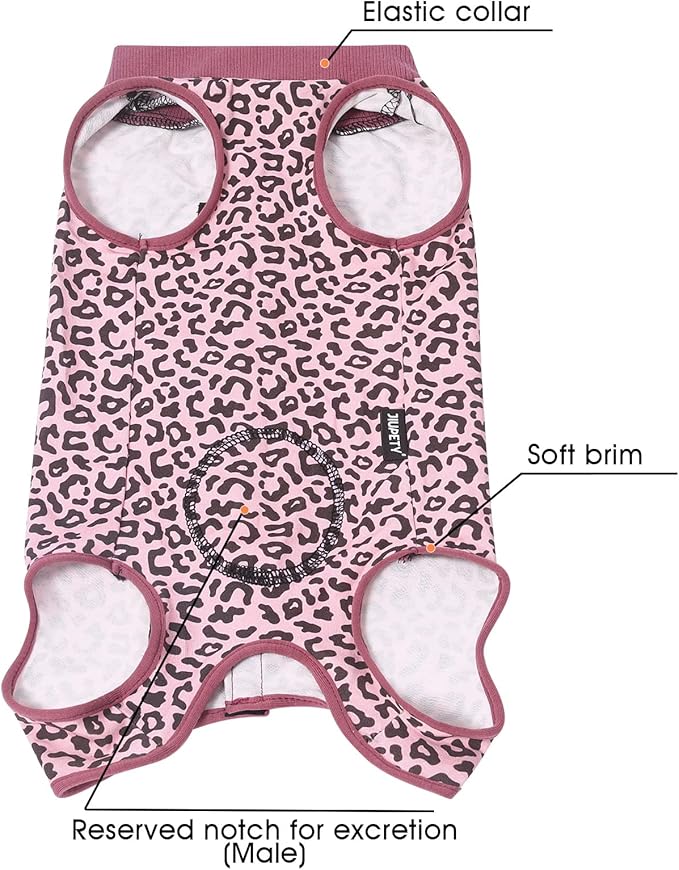 Jiupety Dog Surgical Recovery Suit Adjustable, Not Fit Slim and Long Body, Dog Suit for Surgery Recoverym, L Size, Anti-Licking Surgical Dog Onesies, Pink Leopard.