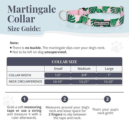 Lucky Love Dog Martingale Dog Collar - Adjustable, No-Slip, Comfortable, Durable, Soft Webbing & Stylish Patterned Collar for Male and Female Dogs Ideal for Training & Walking - Laguna, Small