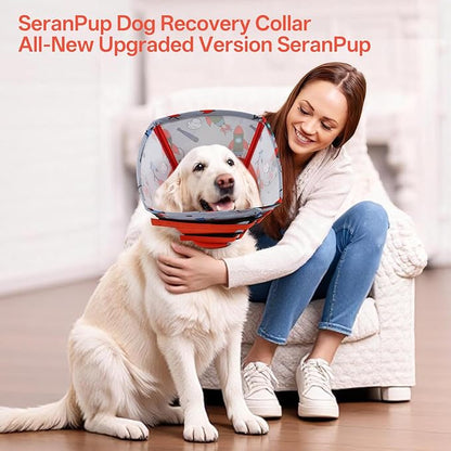 Comfortable Dog Cone - Soft Dog Cone Collar for Small Dogs,Adjustable Recovery Cone for Dogs to Stop Licking,Cute Pet Head Neck Elizabethan Cone,Cone Alternative After Surgery,S,Red