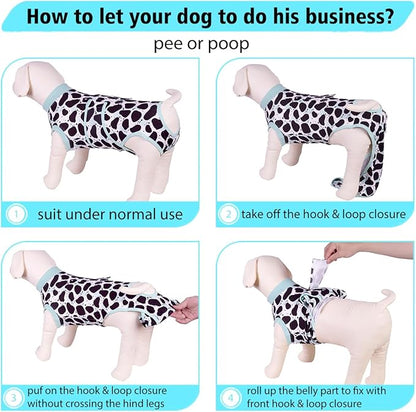 PetWarm Dog Recovery Suit, Recovery Suit for Female Male Dogs, Dog Onesie After Surgey Spay Neuter, Anti-Licking Soft Pet Pajamas, Leopard Pattern, Green, 2XL