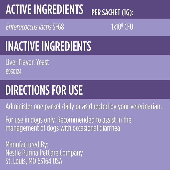 Purina Pro Plan Veterinary Supplements FortiFlora Daily Probiotics for Dogs,Helps Digestive Gut Health and Diarrhea - 30 ct. Box,(Pack of 2)