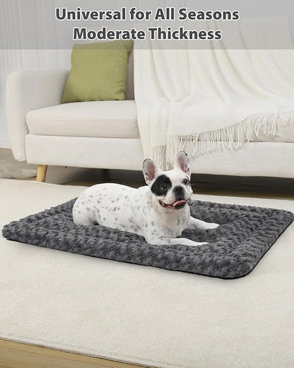 Washable Dog Bed Mat Crate Pad Soft Fluffy Pet Kennel Beds Dog Sleeping Mattress for Large Jumbo Medium Small Dogs, 23 x 17 Inch, Gray