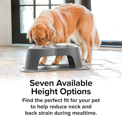 WeatherTech Double High Pet Feeding System w/Plastic Dog/Cat Bowls - 10" High Stand Light Grey (PDHC6410LGLG)