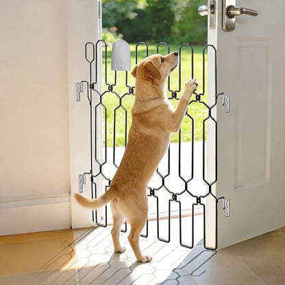 Metal Retractable Door Barrier, Front Door Dog Barrier, 28.4" Wide x 35" Tall, Safety Pet Gate for Front Door & RV, Easy Install Dog Gate, Indoor/Outdoor, Open-Angle Fit