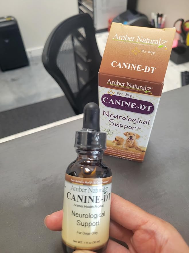 Amber NaturalZ Canine DT Herbal Supplement for Dogs | Canine Supplement for Muscle, Nose, Paw Pad, Nerve, and Neurological Support | 1 Fluid Ounce Glass Bottle