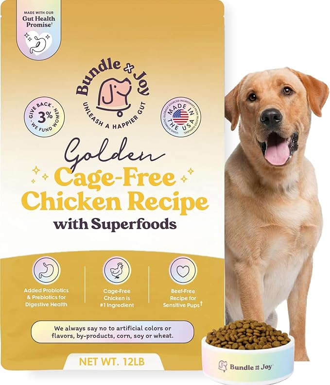 Bundle x Joy Superfood Dry Dog Food - Pet Food for Small, Medium and Large Breeds - Made with Real Ingredients - Nutrient Dense Probiotic Dog Food to Support Healthy Digestion (12 Pound, Chicken)