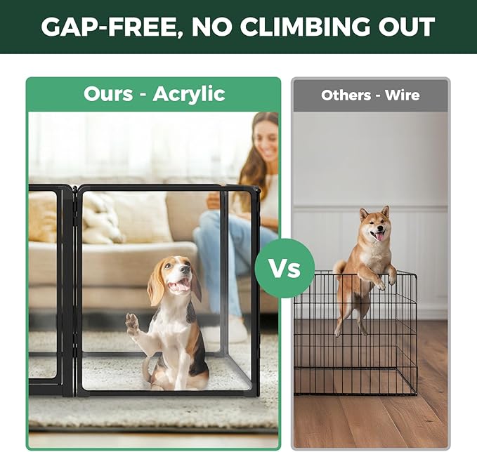 FXW AuraSpace Pro Acrylic Indoor Dog Playpen, Heavy-Duty with Metal Frame, 32" Height 12 Panels for Small and Medium Dogs, Black│Patented