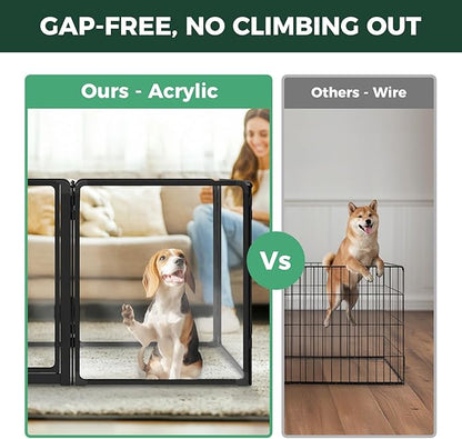 FXW AuraSpace Pro Acrylic Indoor Dog Playpen, Heavy-Duty with Metal Frame, 32" Height 12 Panels for Small and Medium Dogs, Black│Patented