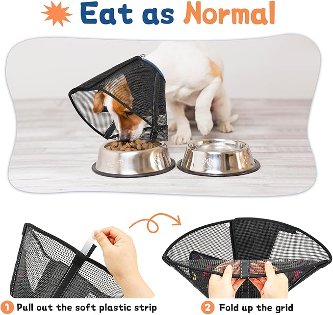 Dog Cone Collar to Stop Licking: Soft Mesh Recovery Collar After Surgery with Detachable Pad, Elizabeth Cone Alternative for Large Medium, Small Dogs, Normal Eating and Drinking (XS,Patterned)