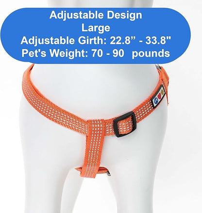 Pawtitas Reflective Step-in Dog Harness – Adjustable No-Pull Vest for Puppies to Seniors, Safe & Comfortable, L Orange