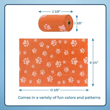 Best Pet Supplies Dog Poop Bags for Waste Refuse Cleanup, Doggy Roll Replacements for Outdoor Puppy Walking and Travel, Leak Proof and Tear Resistant, Thick Plastic - Orange, 240 Bags
