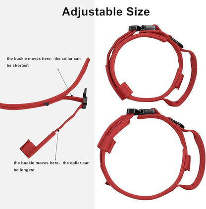 DAGANXI Tactical Dog Collar, Adjustable Military Training Nylon Dog Collar with Control Handle and Heavy Metal Buckle for Medium and Large Dogs, with Patches and Airtags Case (Red, M)
