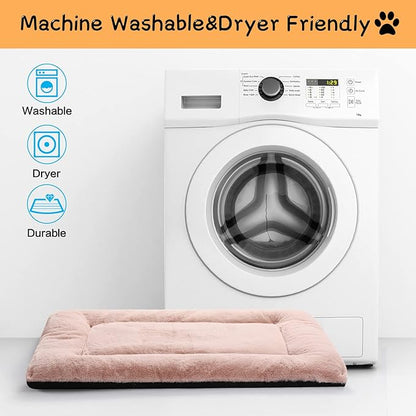 Dog Beds Crate Pad for Extra Small Dogs Ultra Soft Dog Crate Bed Washable & Anti-Slip Kennel Pad for Dogs Cozy Sleeping Mat,Pink 22inch