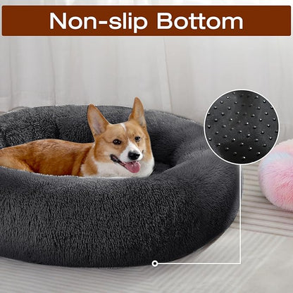 JOLLYVOGUE Dog Bed, Calming Anti-Anxiety Large Dog Bed, Fluffy Donut Cushion for Medium and Large Pets (27"/30"/36")