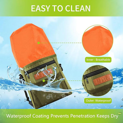 Dog Treat Training Pouch Easily Carries Pet Toys Kibble, Treats Built-in Poop Bag Dispenser 3 Ways to Wear Comes with a Foldable Silicone Bowl(Army Green)