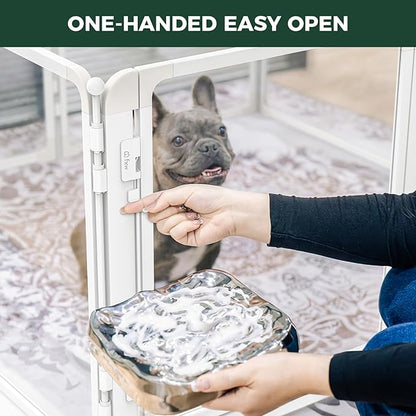 FXW AuraSpace Pro Acrylic Indoor Dog Playpen, Heavy-Duty with Metal Frame, 24" Height 6 Panels for Puppies & Small Dogs, White│Patented