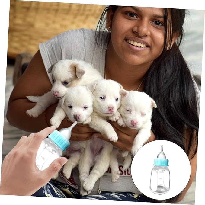 VANZACK 2pcs Kitten Milk Bottles for Newborn Cats Silicone Nursing Container with Measurement Scale Leak-Resistant Feeding Tool for Small Animals Durable and Safe Design