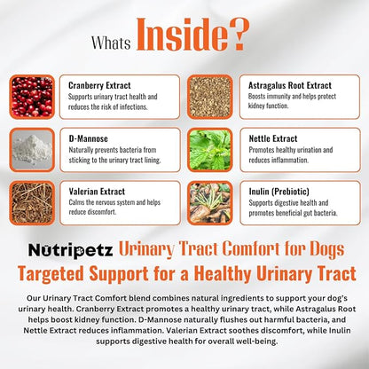 Urinary Comfort Chews for Dogs - Natural Cranberry & Herbal Blend for Kidney, Bladder & UT Health, 120 Soft Chews