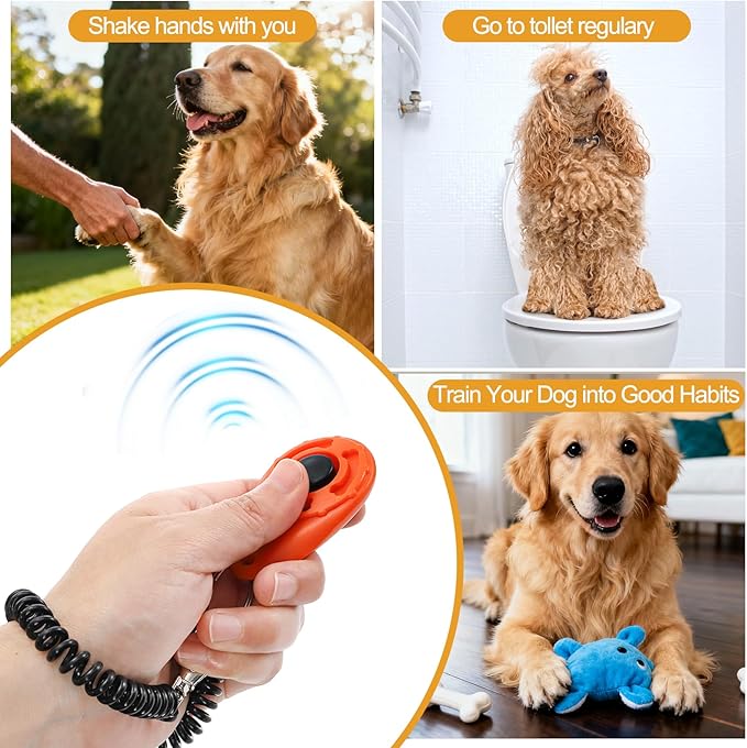 Lawei 30 Pcs Dog Training Clicker with Wrist Strap, 14 Color Pet Training Clickers for Dogs Cats Birds Horses, Durable Animal Behavior Trainer Clicker Kit for Obedience and Positive Reinforcement