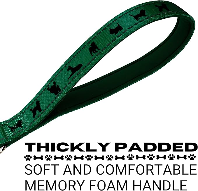 EcoBark Dog Leash - Soft & Reflective Comfort Leash with Padded Handle - Strong Durable Heavy Duty - Training and Pulling for Small, Medium or Large Dogs (Forest Green)