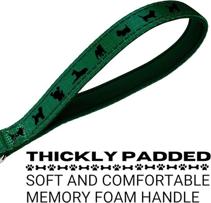 EcoBark Dog Leash - Soft & Reflective Comfort Leash with Padded Handle - Strong Durable Heavy Duty - Training and Pulling for Small, Medium or Large Dogs (Forest Green)