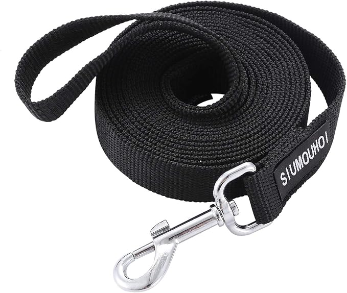 Strong Durable Nylon Dog Training Leash, 1 Inch Wide Traction Rope, 6 ft Long, for Small and Medium Dog (Black, 6 Feet)