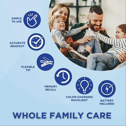 Veridian Healthcare Digital Thermometer | 2-Second Readout | Rate Rapid Read Technology| Flexible Tip | Hygienic Water-Resistant Easy Cleaning | Storage Case + Instructions Included