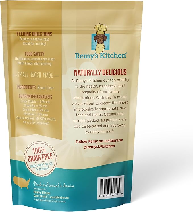 Freeze Dried Dog Treats – Bison Liver, Single Ingredient, All-Natural, USA Sourced, Human-Grade, Grain-Free High-Protein Training Treats, 2.5 oz