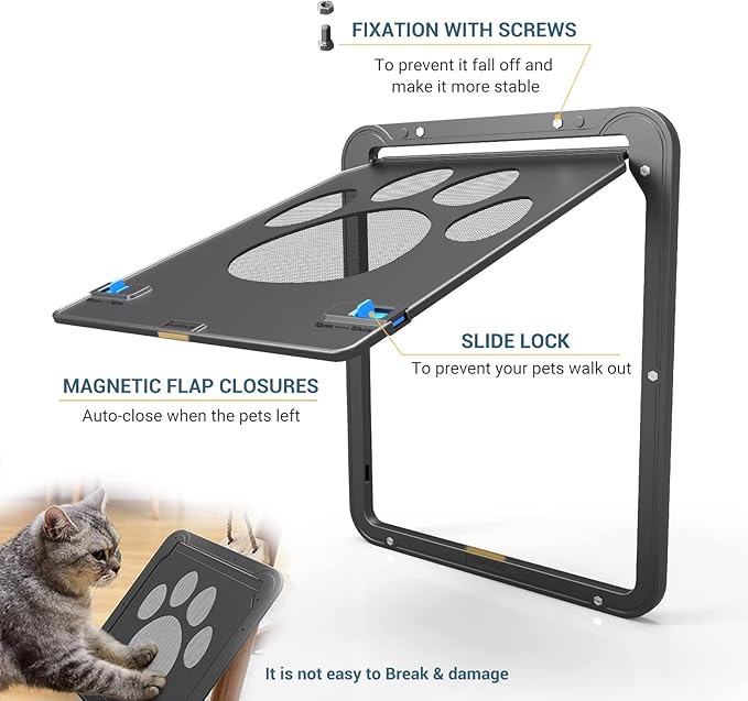 Petleso Dog Screen Door, Pet Screen Door Lockable Doggie Door for Screen Easy Install Pet Door for Doggy and Cat, Inner Size 8.25"×10.5" etleso