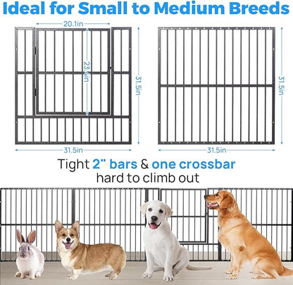 Dog Playpen - 32" Height Dog Pen, Heavy Duty Puppy Pen with Door, Safe & Sturdy, Easy Assemble for Indoor/Outdoor Pet Playpen (12 Panels with Door)