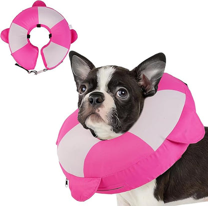 MIGOHI Soft Dog Pillow Donut Collar - Inflatable Alternative to Plastic Cone After Surgery,Adjustable Recovery E-Collar for Medium Dogs, Prevents Licking, Post-Surgical Spay Care(Large, Rosepink)