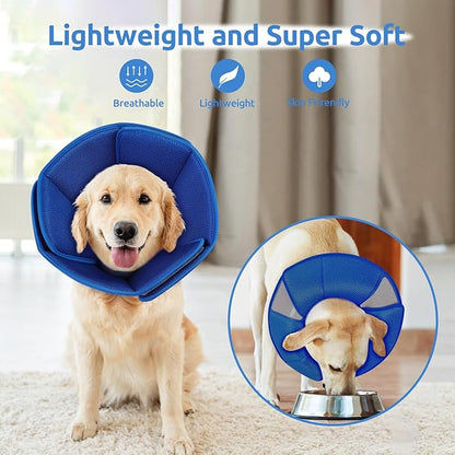 Dog Cone Collar - Soft Elizabethan Collar for Dogs After Surgery, Comfy Cone for Dogs to Stop Licking, Adjustable Dog Cone Alternative for Wound Healing (Navy M)