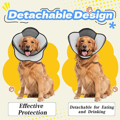 Upgraded Dog Cone Collar for Dogs After Surgery, Adjustable Dog Cone Collar for Large Medium Dogs,Breathable Elizabethan Pet Recovery Collar(Size:XL)