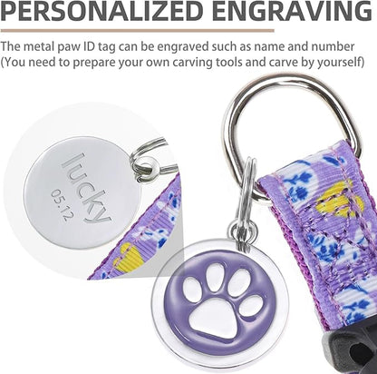 PUPTECK No Pull Easter Dog Harness Soft Adjustable Basic Nylon Step in Puppy Vest Outdoor Walking with ID Tag, Light Purple M