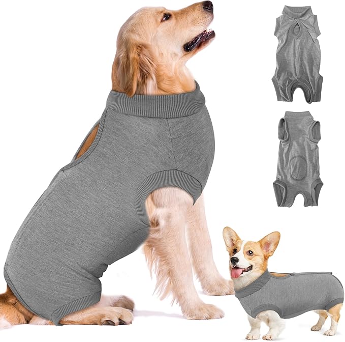 SlowTon Dog Surgery Recovery Suit - Soft Recovery Suit for Dogs Female Male, Dog Onesie for Surgery Female After Spay Prevent Licking, Neuter Suit for Male Dogs Surgical Recovery (Grey,XL)
