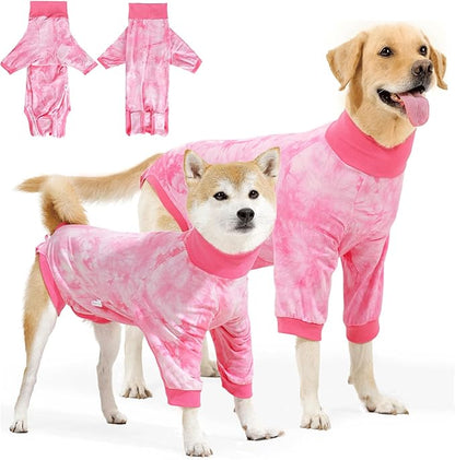 Lukovee Recovery Suit for Dogs - Soft Onesie Dog Surgery Suit for Female Male Dogs, Breathable Surgical Recovery Suit Prevent Licking Spay Recovery Suit Dog E-Collar & Cone Alternative(S,Pink)