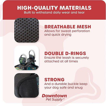 Downtown Pet Supply Step-in Dog Harness – No Pull, Adjustable Padded Mesh with Reflective Trim, Secure Buckle Strap – Comfortable & Breathable Small Dog Harness, Small, Dinosaur