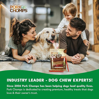 Pork Chomps Dog Chews, 5 Inch Munchy Sticks, 50 Count - Assorted Flavors: Roasted Pork, Chicken, & Bacon - Long-Lasting Treats for Dogs - High Protein, Low Fat, Healthy & Delicious Chews (1 Pack)