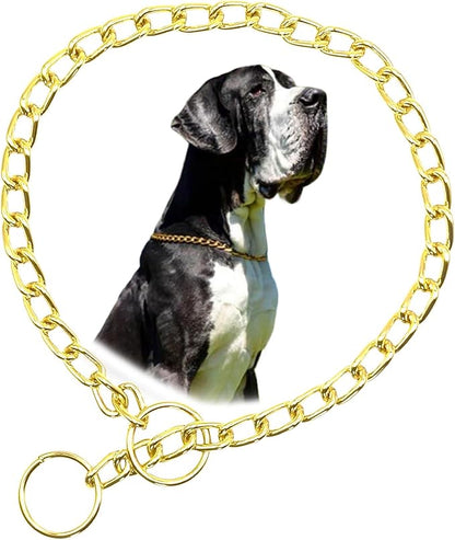 Gold Choke Chain for Dogs, Metal Slip Link Training Heavy Duty Dog Choker Collar Puppy Collars for XXS XS Small Medium Large Big XL Breed Dogs, M