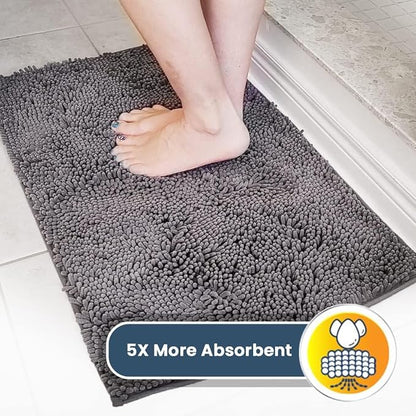 Muddy Mat® | Super Absorbent Door Mat Indoor, Microfiber Quick Dry Chenille Entryway Rug, Non-Slip Front Door Mat, Indoor Mats for Entryway, Machine Washable Pet Rug, Grey 36"x60"