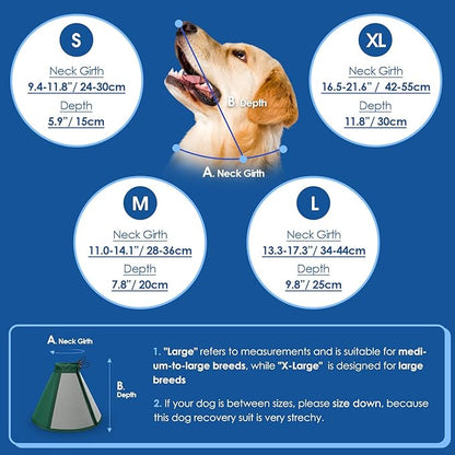 SUNFURA Dog Cone - Soft Cone for Dogs to Stop Licking, Comfy Dog Cones E-Collar Alternative After Surgery, Adjustable Dog Recovery Collar for Wound Care, Spay, Neuter, Green Small
