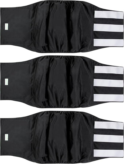 Wegreeco Washable Male Dog Belly Wrap - Pack of 3 - (Black, Black, Black, X-Large)